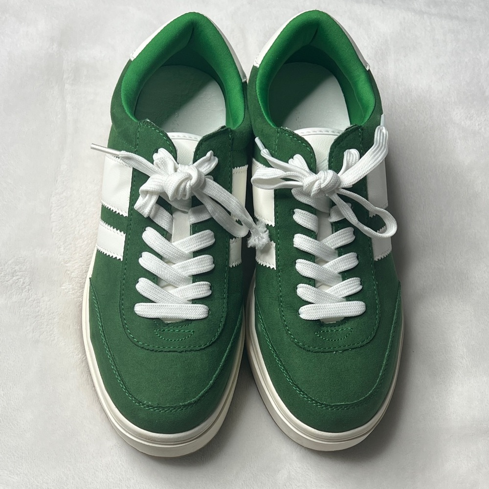 Green and White Madden Girl Sneakers